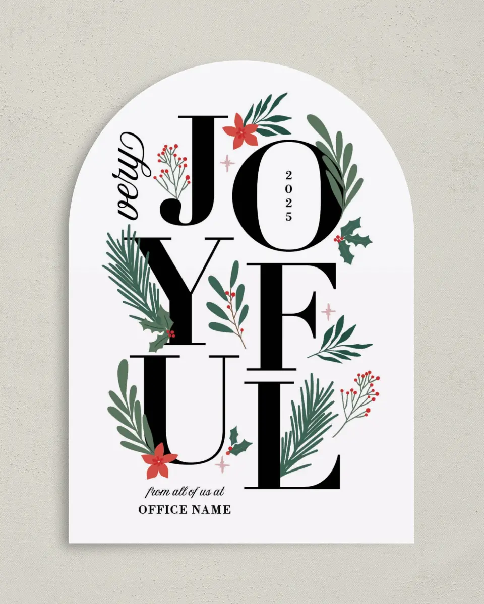 This is a 5" x 7" Christmas Card called Joyful Boughs printed in full color on Premium Smooth paper