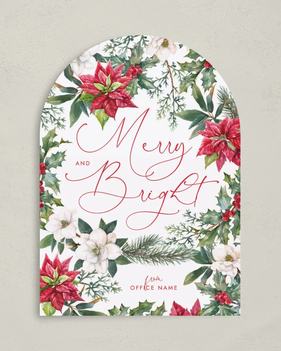 This is a 5" x 7" Christmas Card called Floral Fantasia printed in full color on Premium Smooth paper