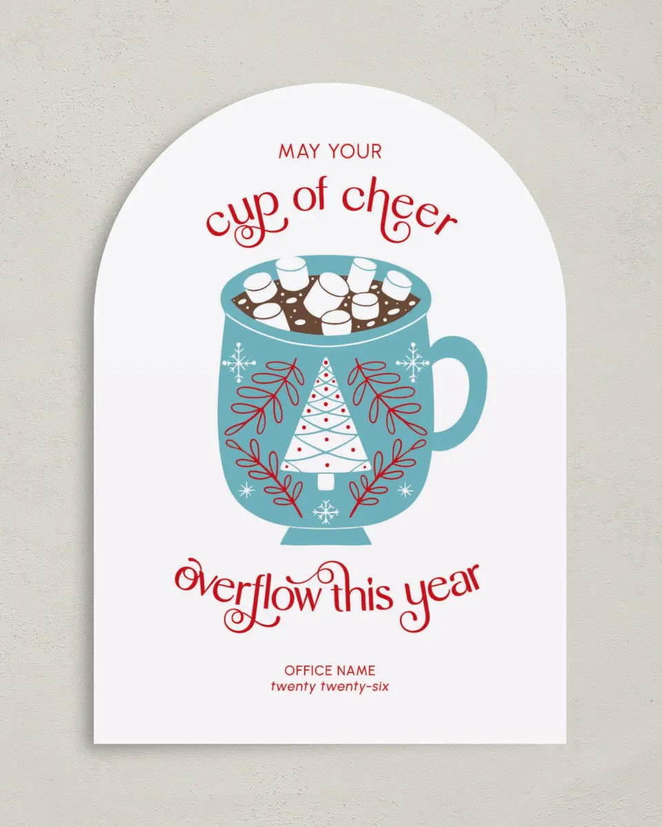 This is a 5" x 7" Christmas Card called Cup of Cheer printed in full color on Premium Smooth paper