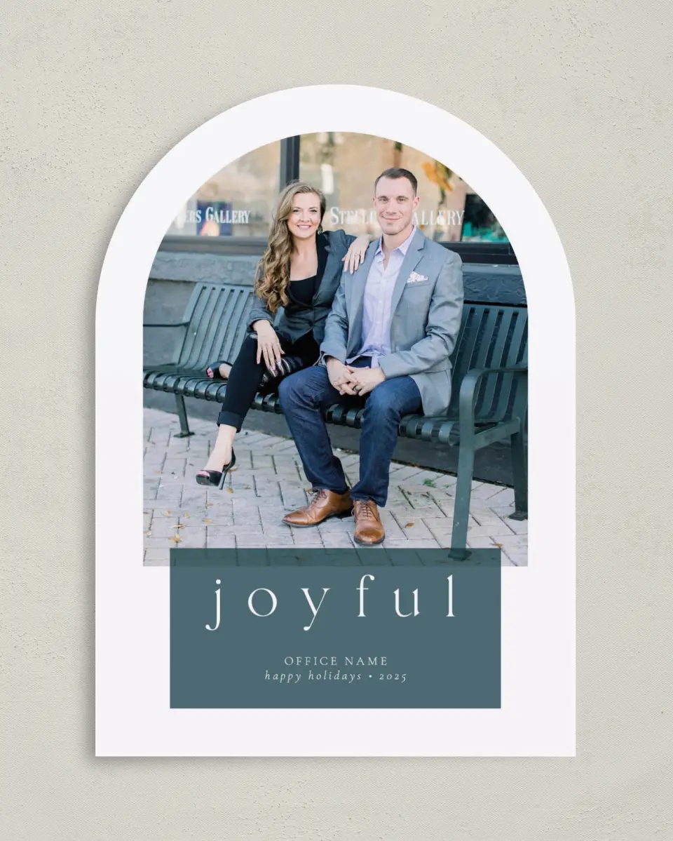 This is a 5" x 7" Christmas Card called Joyful Team printed in full color on Premium Smooth paper
