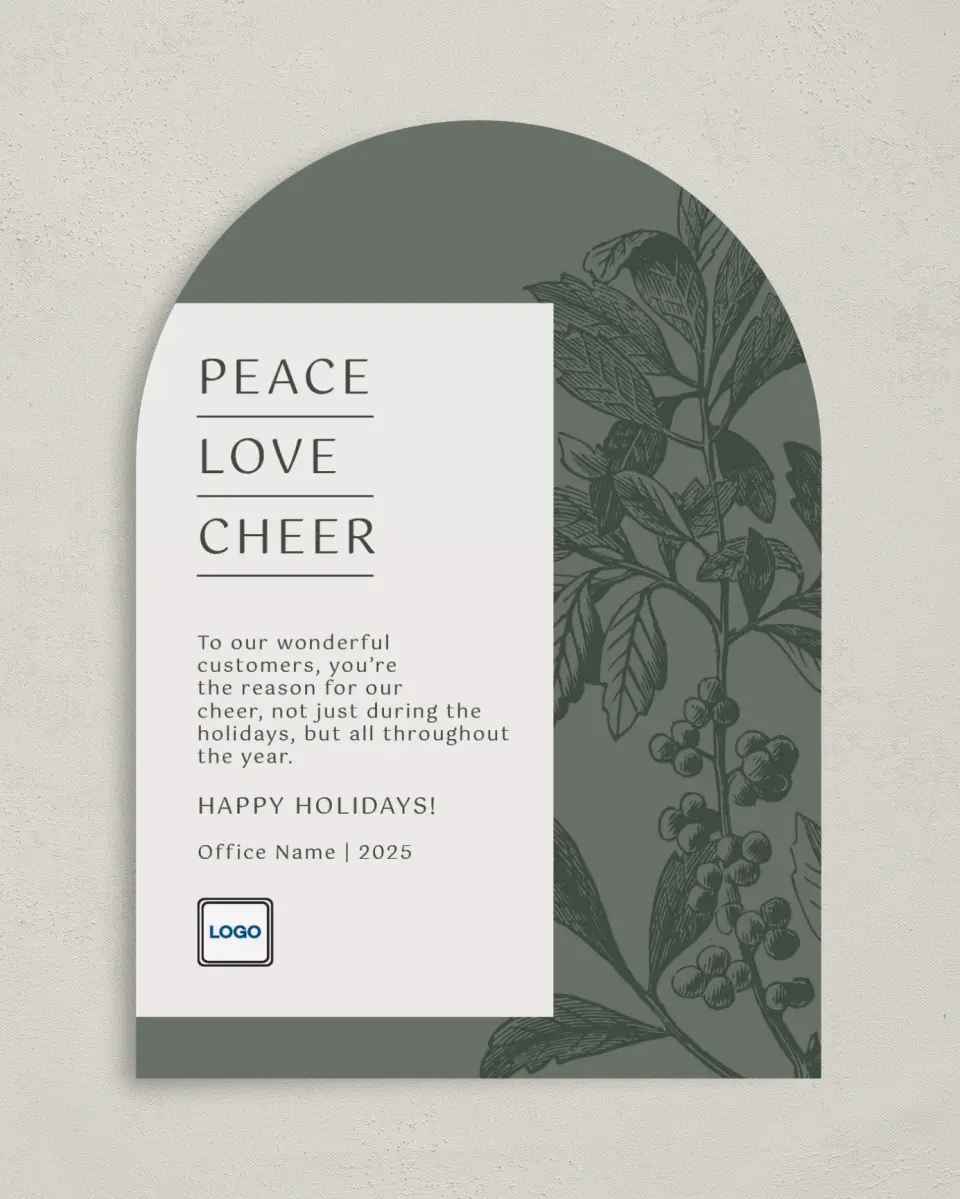 This is a 5" x 7" Christmas Card called Festive Tranquility printed in full color on Premium Smooth paper