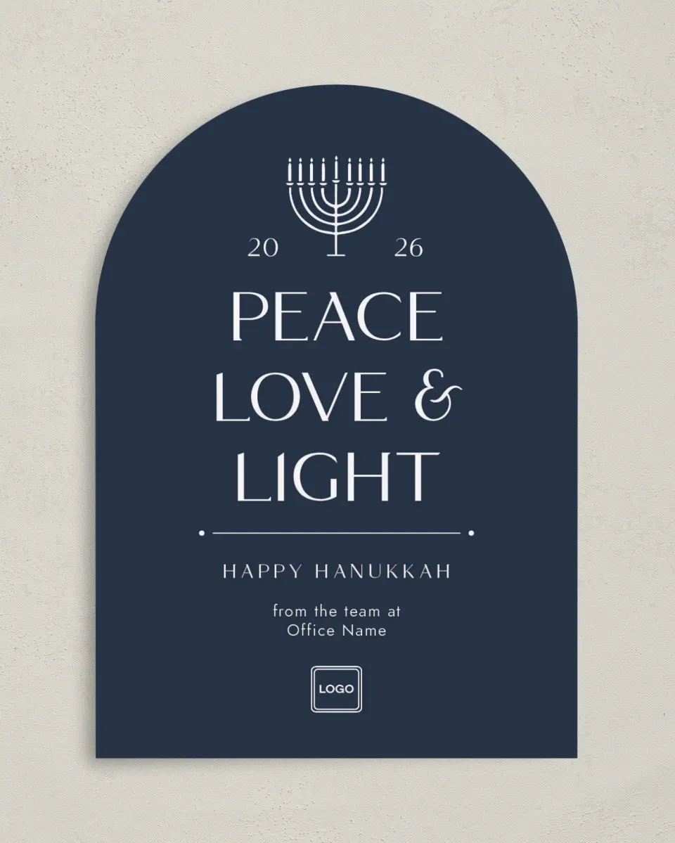 This is a 5" x 7" Christmas Card called Peace, Love & Light printed in full color on Premium Smooth paper