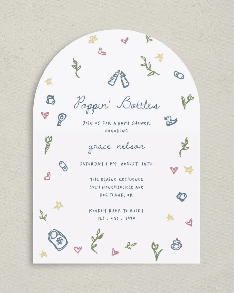 This is a 5" x 7" Baby Shower Invitation called Dainty Delight printed in full color on Premium Smooth paper