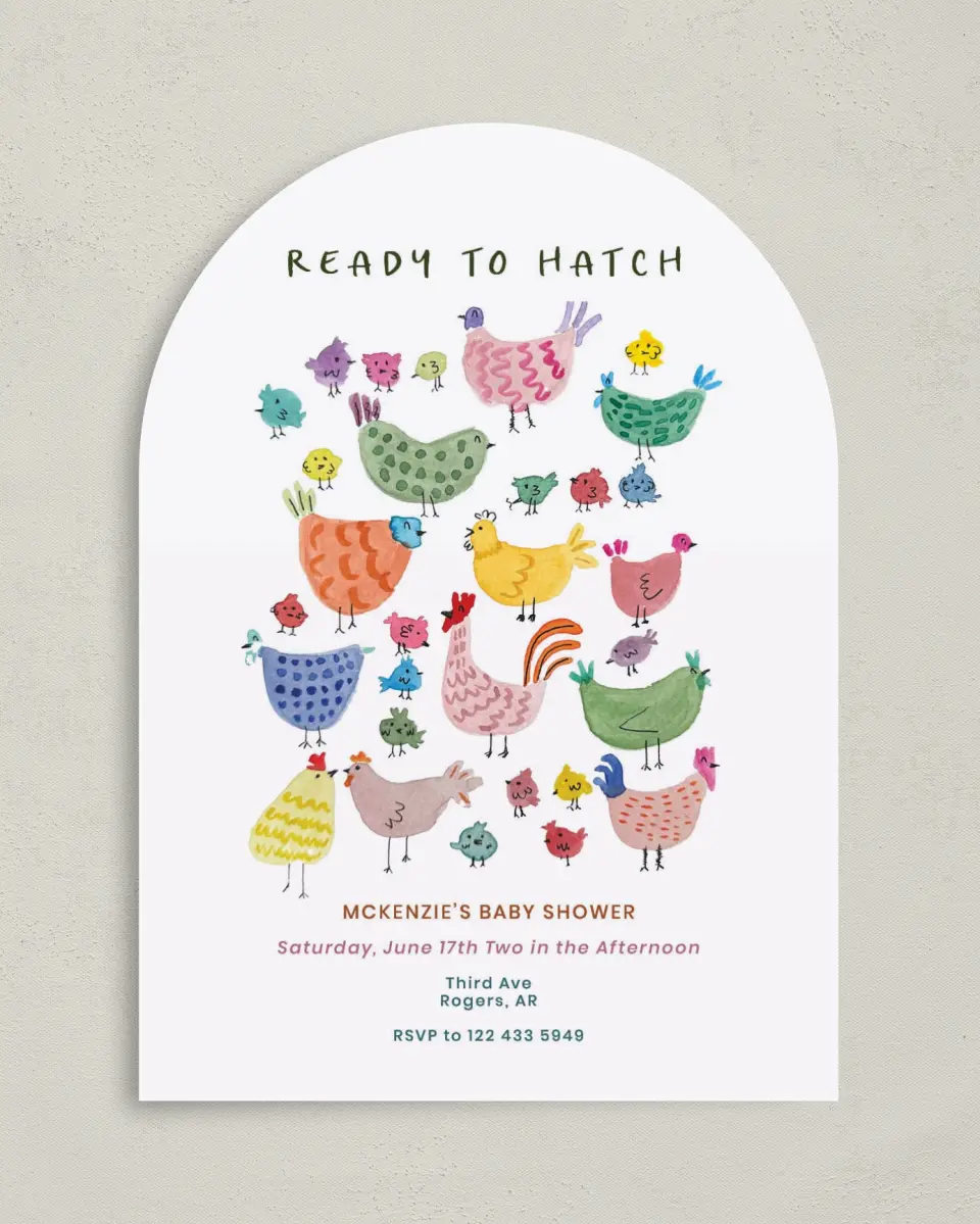 This is a 5" x 7" Baby Shower Invitation called Little Chickadee printed in full color on Premium Smooth paper