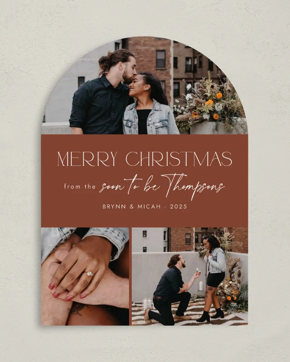 This is a 5" x 7" Christmas Card called Soon to Be printed in full color on Premium Smooth paper