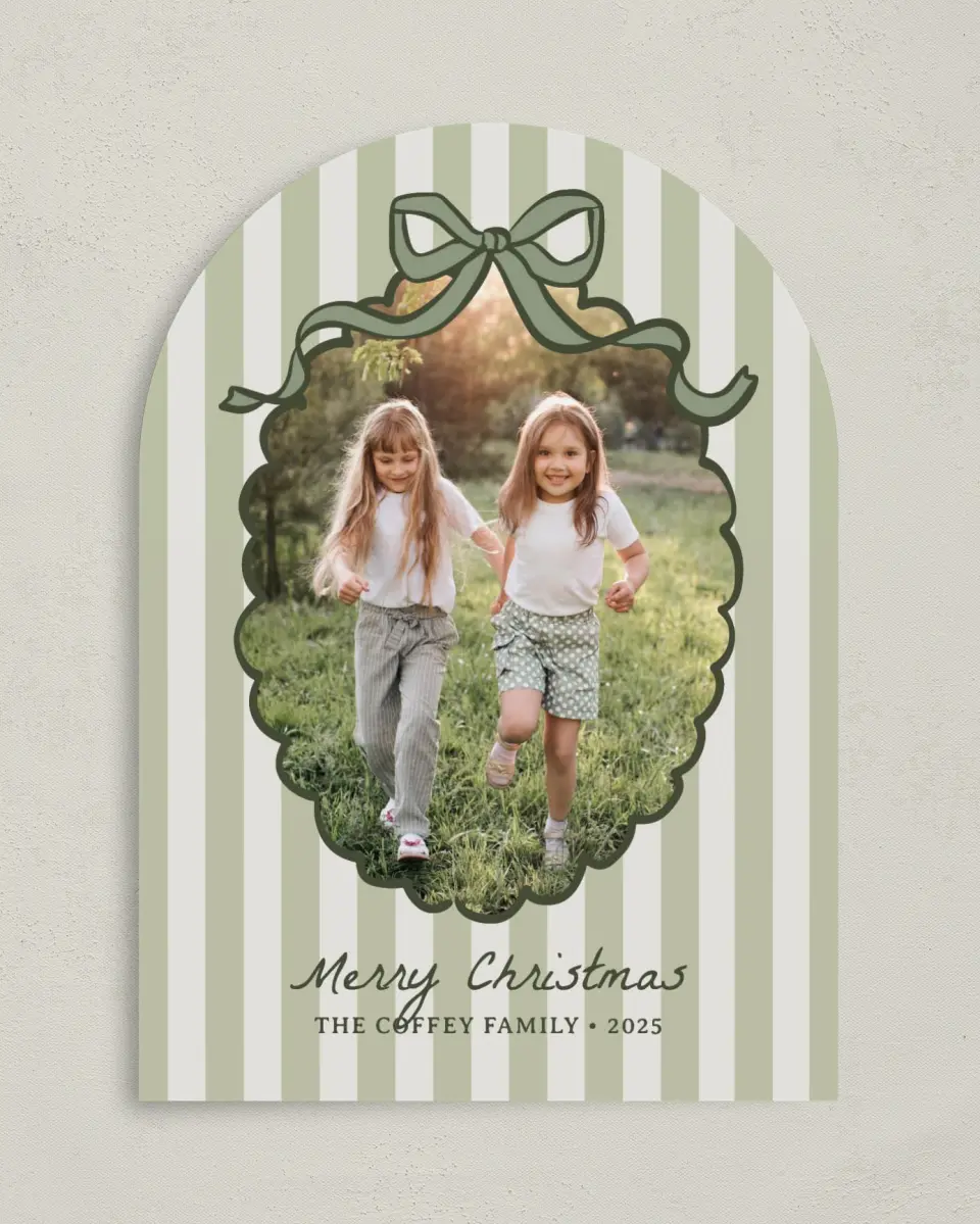 This is a 5" x 7" Christmas Card called Coquette Christmas printed in full color on Premium Smooth paper