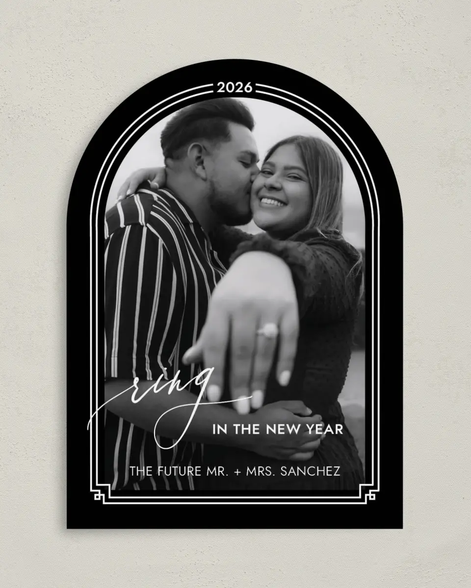 This is a 5" x 7" Christmas Card called Newly Engaged printed in full color on Premium Smooth paper