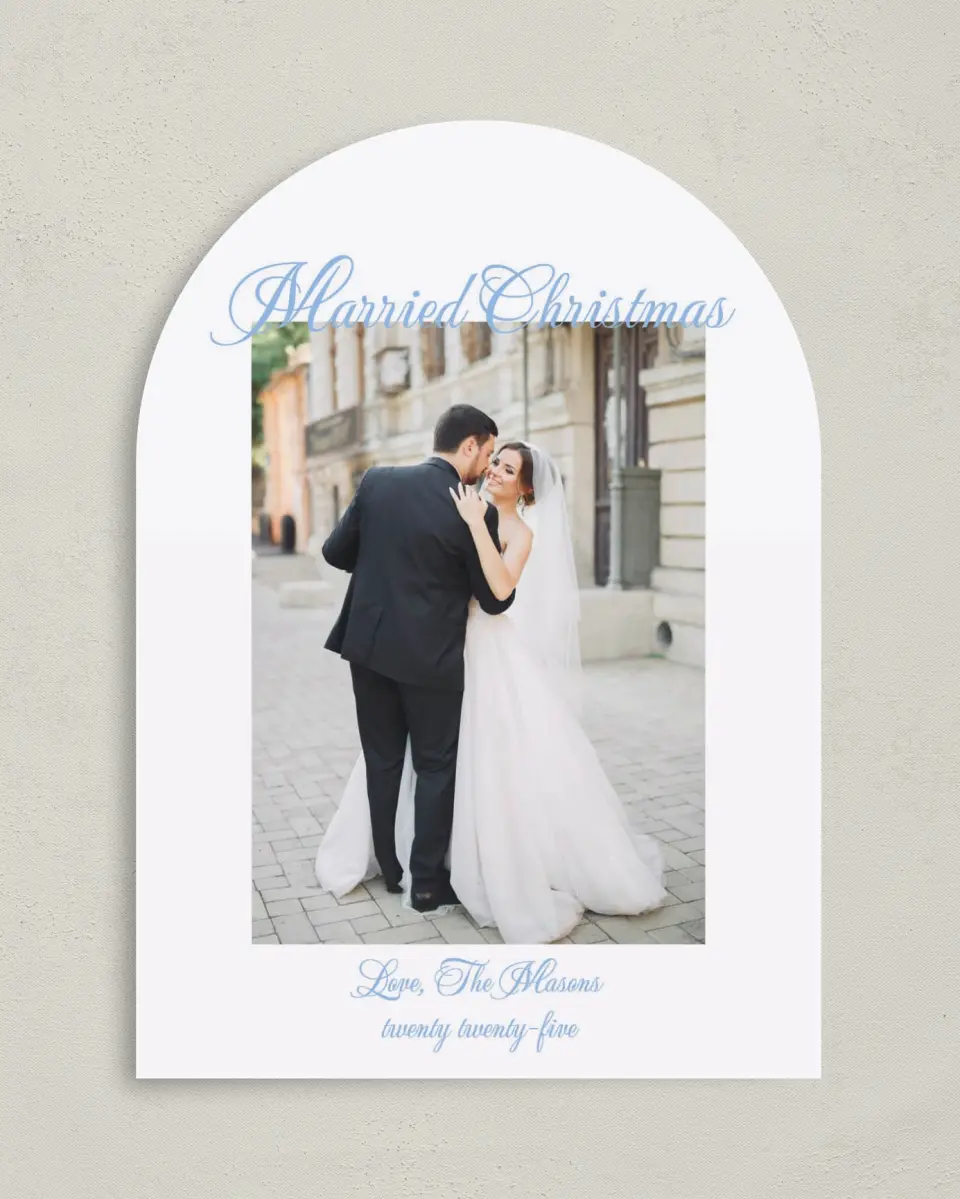 This is a 5" x 7" Christmas Card called Married Christmas printed in full color on Premium Smooth paper