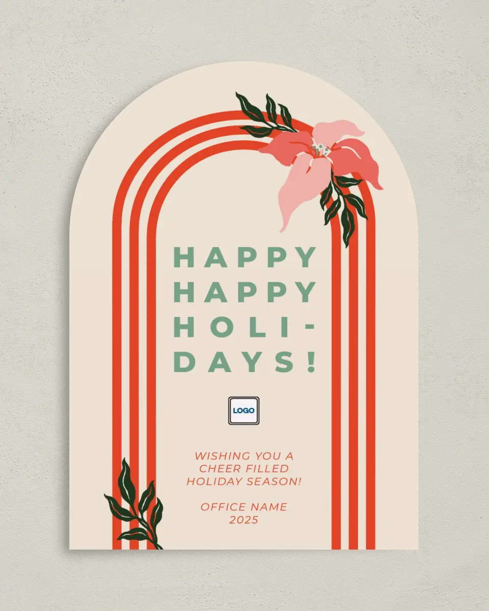This is a 5" x 7" Christmas Card called Holiday Happiness printed in full color on Premium Smooth paper
