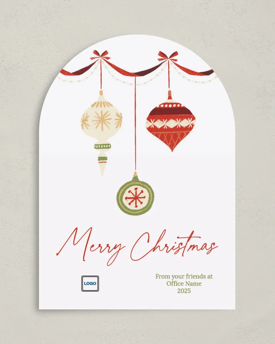 This is a 5" x 7" Christmas Card called Festive Cheer printed in full color on Premium Smooth paper