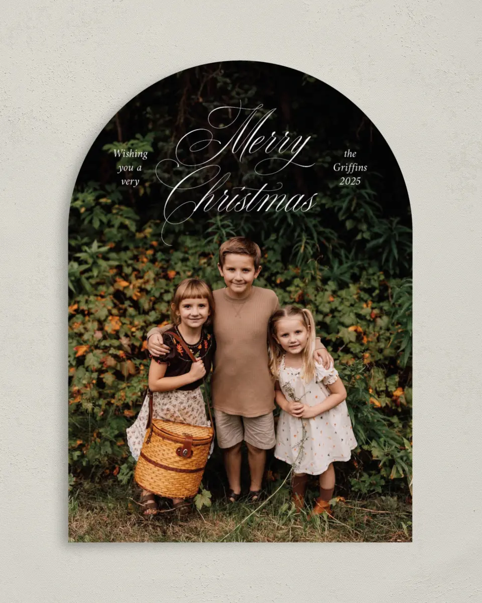 This is a 5" x 7" Christmas Card called Elegant Greetings printed in full color on Premium Smooth paper