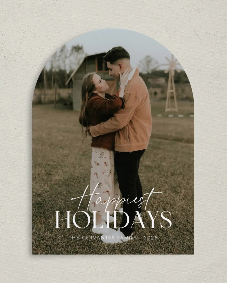 This is a 5" x 7" Christmas Card called Modern Merriment printed in full color on Premium Smooth paper