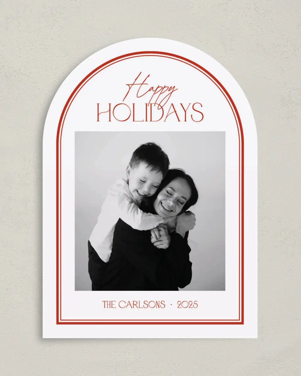This is a 5" x 7" Christmas Card called Classic Border printed in full color on Premium Smooth paper
