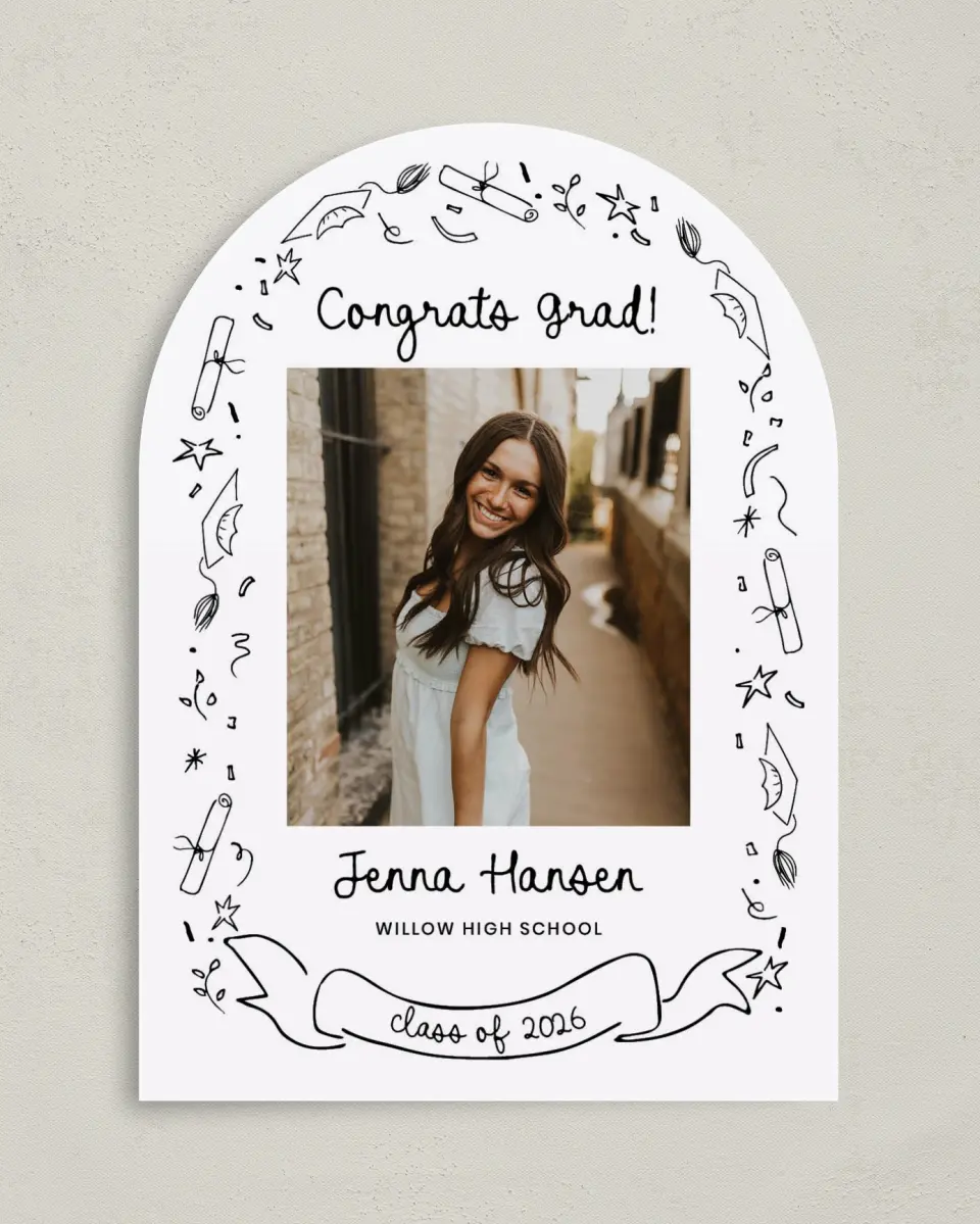 This is a 5" x 7" Graduation Announcement Card called Handwritten Grad printed in full color on Premium Smooth paper