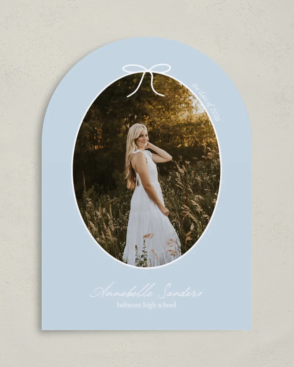 This is a 5" x 7" Graduation Announcement Card called Future Tied printed in full color on Premium Smooth paper