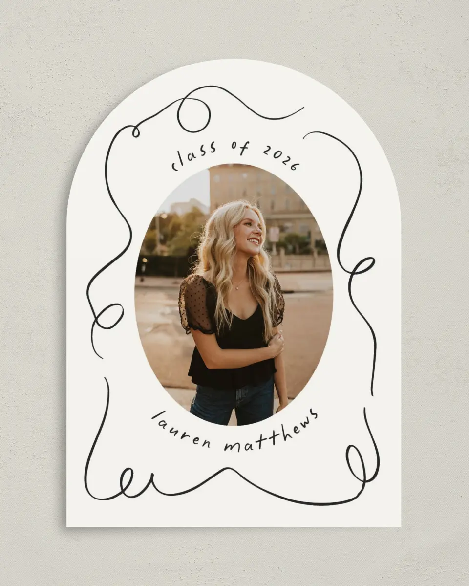 This is a 5" x 7" Graduation Announcement Card called Free to be printed in full color on Premium Smooth paper