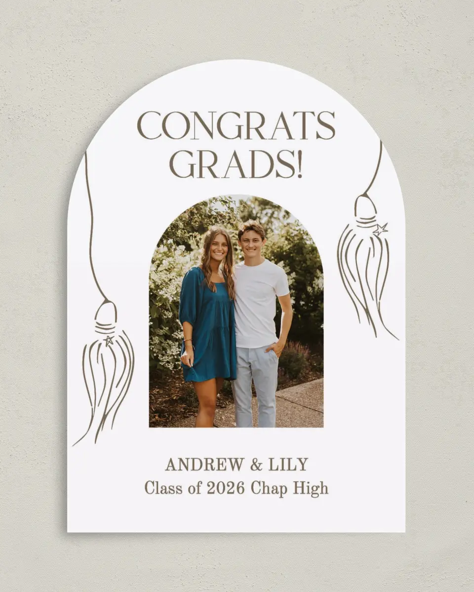 This is a 5" x 7" Graduation Announcement Card called Cap and Gown printed in full color on Premium Smooth paper