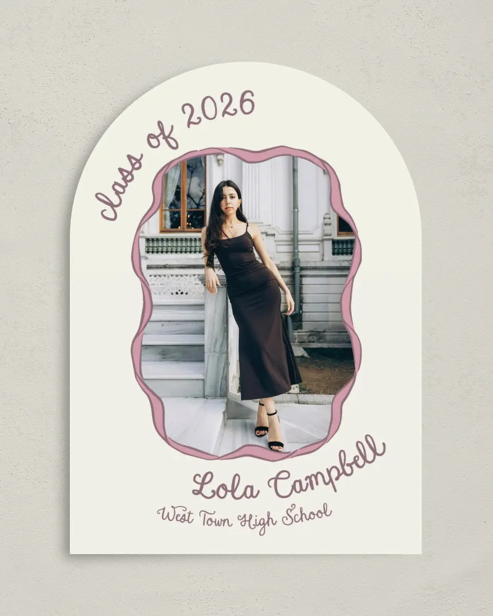 This is a 5" x 7" Graduation Announcement Card called Wrapped in Success printed in full color on Premium Smooth paper