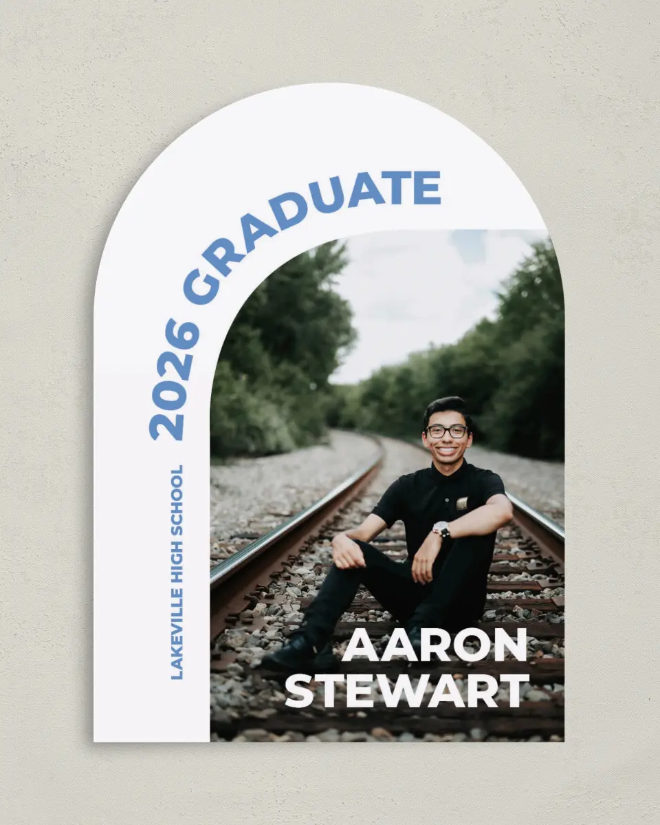 This is a 5" x 7" Graduation Announcement Card called Bright Beginnings printed in full color on Premium Smooth paper
