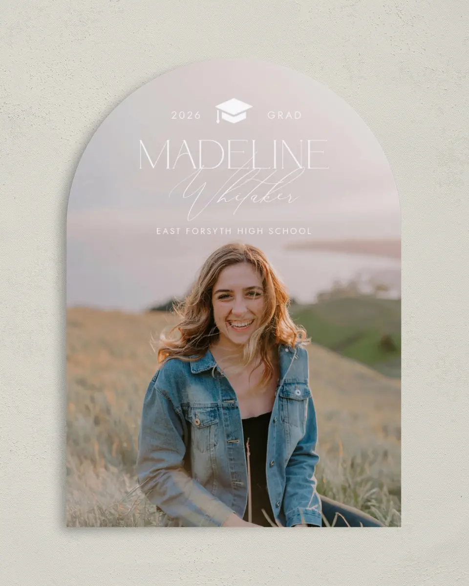 This is a 5" x 7" Graduation Announcement Card called Crowning Moment printed in full color on Premium Smooth paper