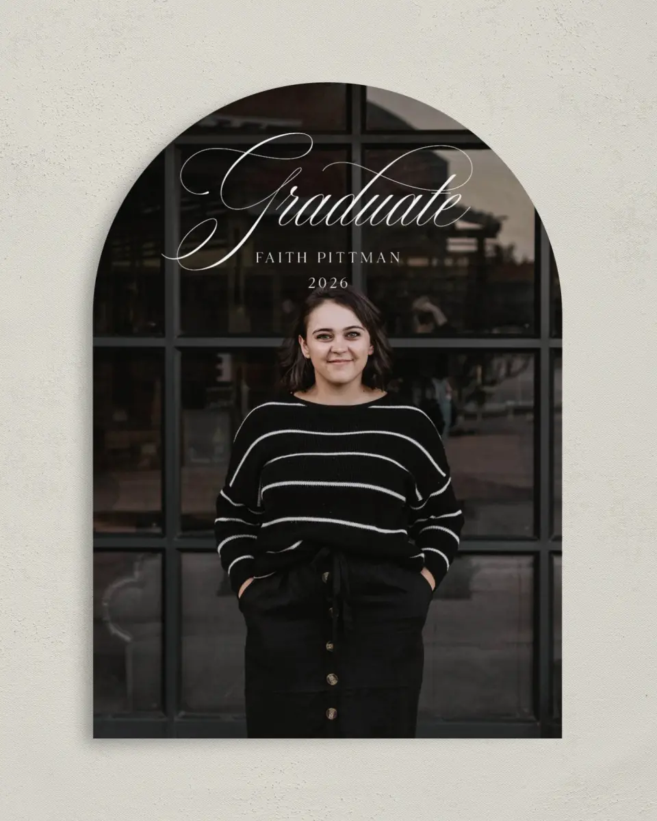 This is a 5" x 7" Graduation Announcement Card called Class Elegance printed in full color on Premium Smooth paper