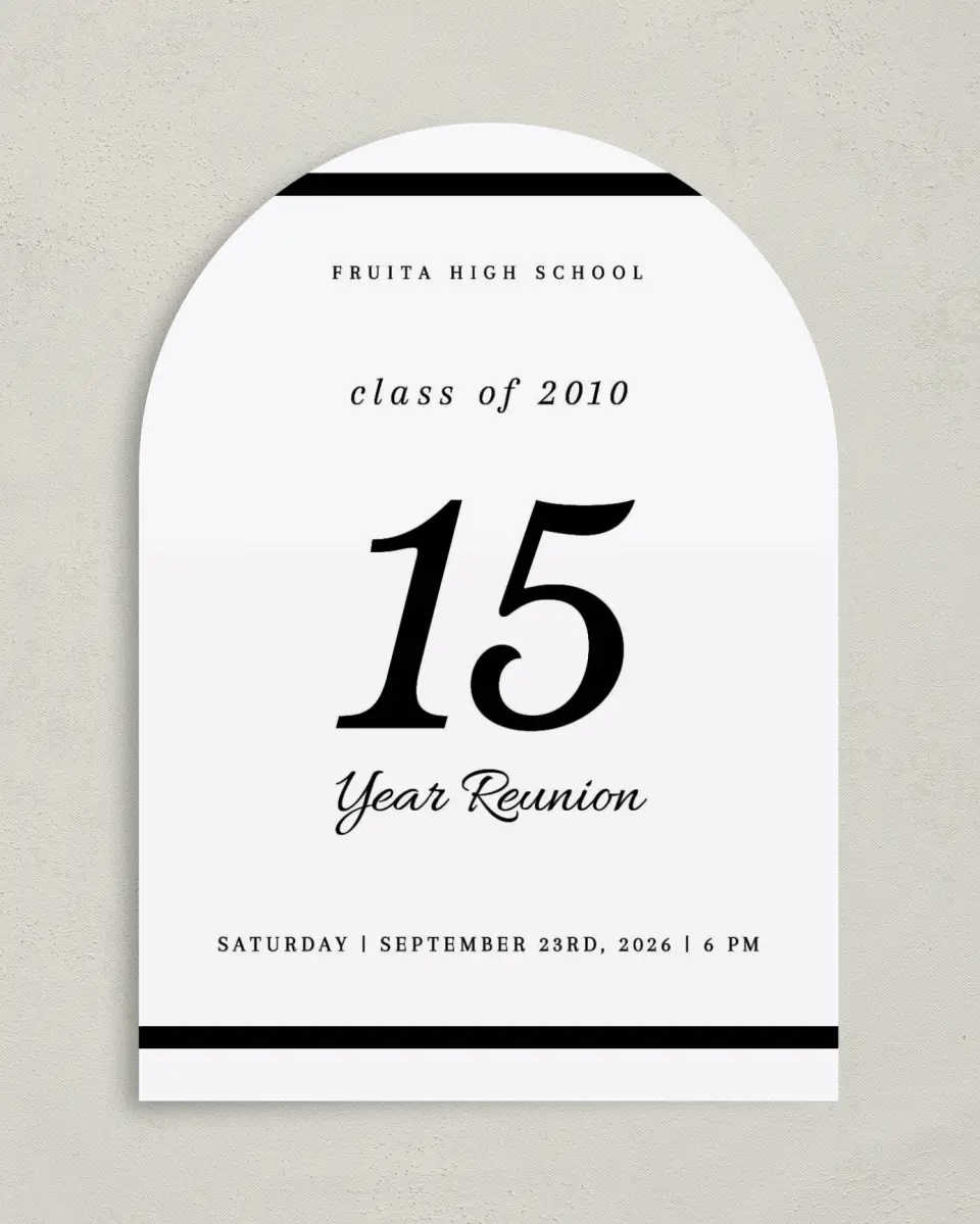 This is a 5" x 7" Class Reunion called Formal Function printed in full color on Premium Smooth paper