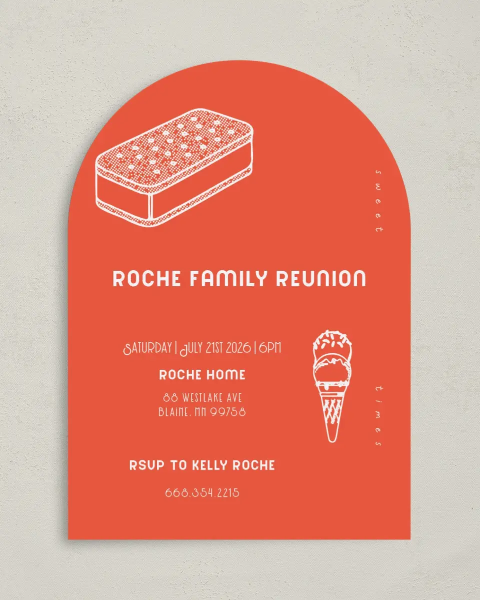 This is a 5" x 7" Family Reunion called Sweet Times printed in full color on Premium Smooth paper