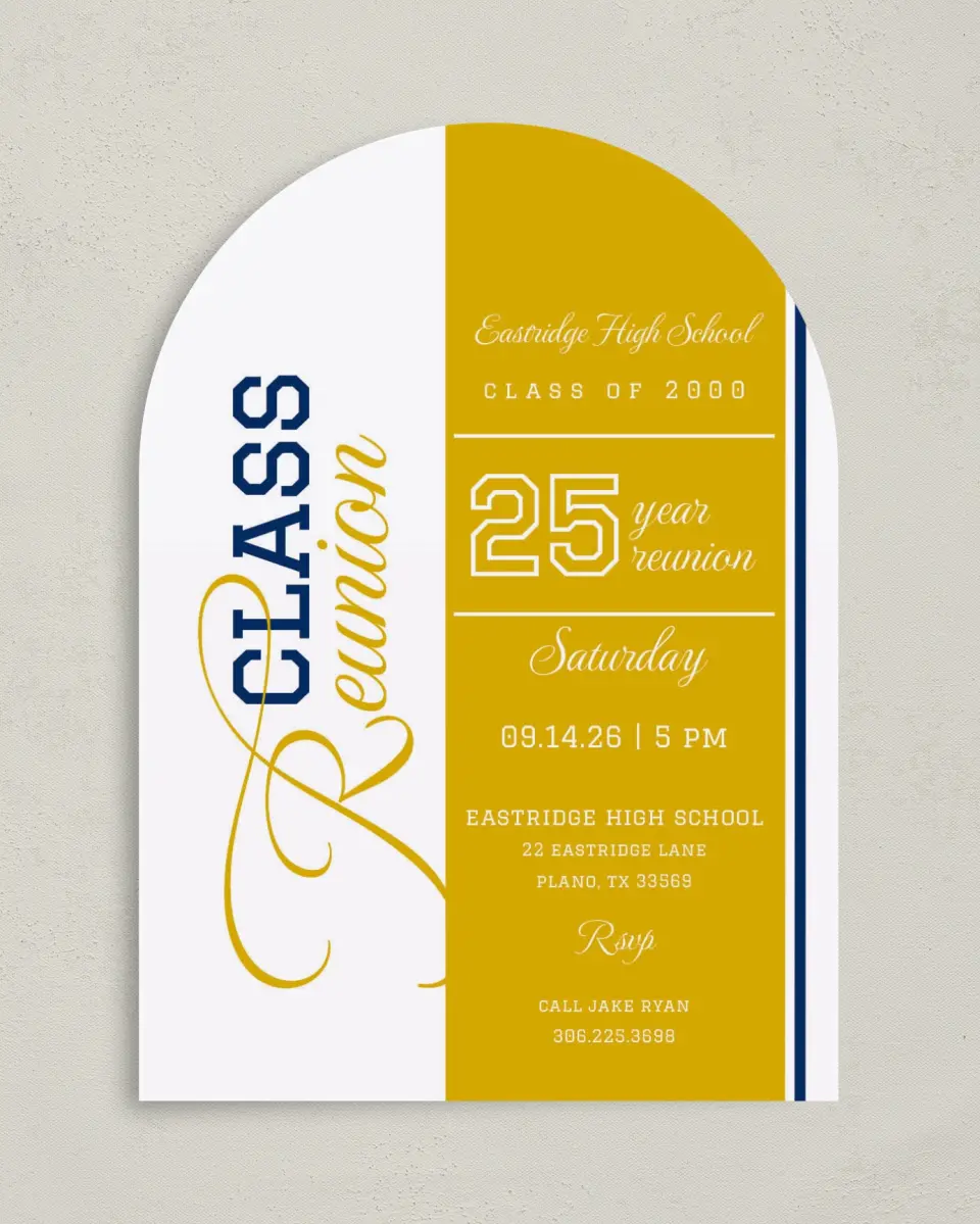This is a 5" x 7" Class Reunion called Elegant Connection printed in full color on Premium Smooth paper