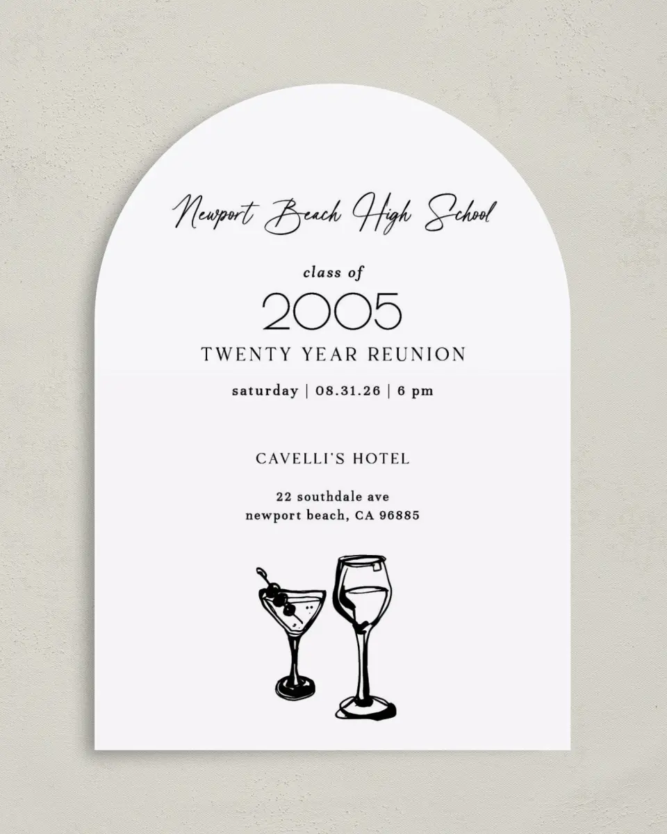 This is a 5" x 7" Class Reunion called Happy Hours printed in full color on Premium Smooth paper