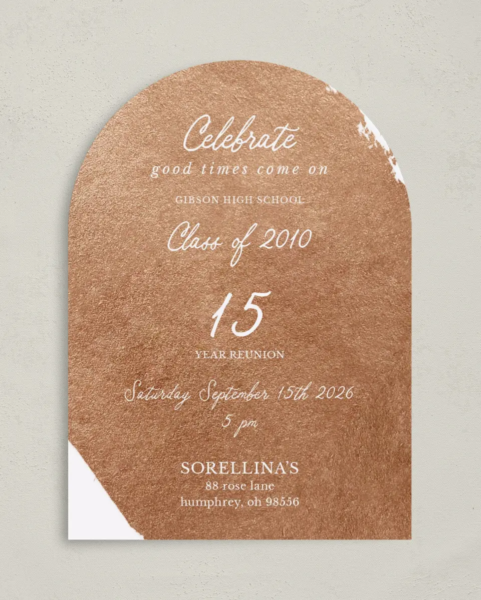 This is a 5" x 7" Class Reunion called Celebrate Good Times printed in full color on Premium Smooth paper