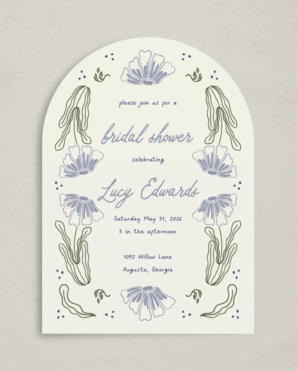 This is a 5" x 7" Bridal Shower Invitation called Love Grows Wild printed in full color on Premium Smooth paper