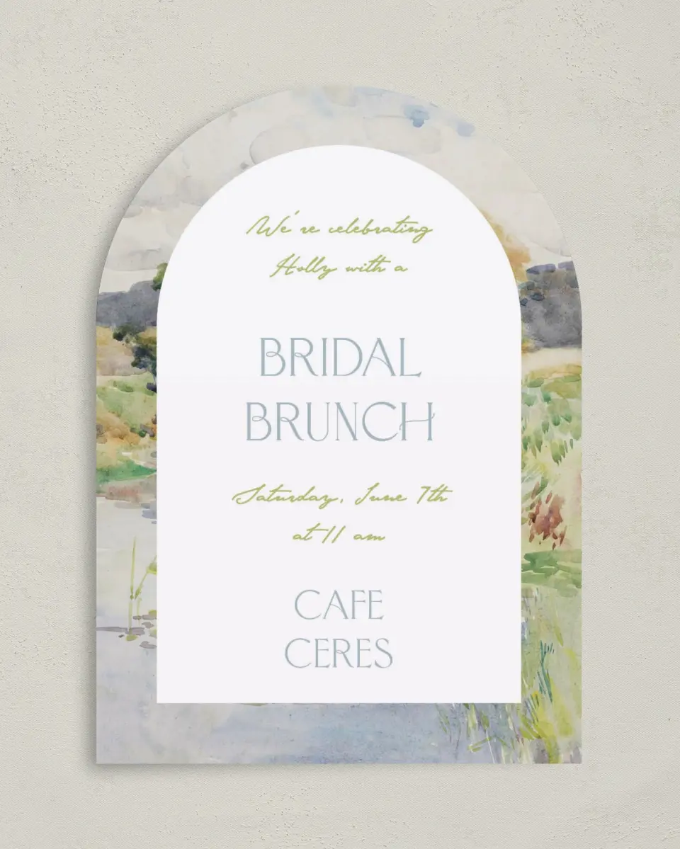 This is a 5" x 7" Bridal Shower Invitation called Wedded Bliss printed in full color on Premium Smooth paper