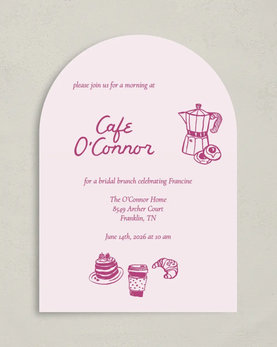 This is a 5" x 7" Bridal Shower Invitation called A Latte Love printed in full color on Premium Smooth paper