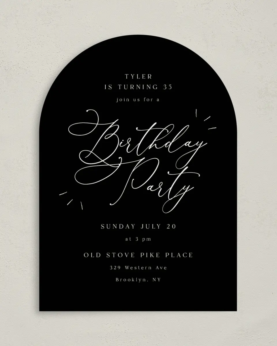 This is a 5" x 7" Birthday Party Invitation called One Year Older printed in full color on Premium Smooth paper