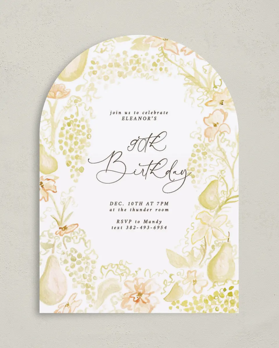 This is a 5" x 7" Birthday Party Invitation called Timeless Moments printed in full color on Premium Smooth paper