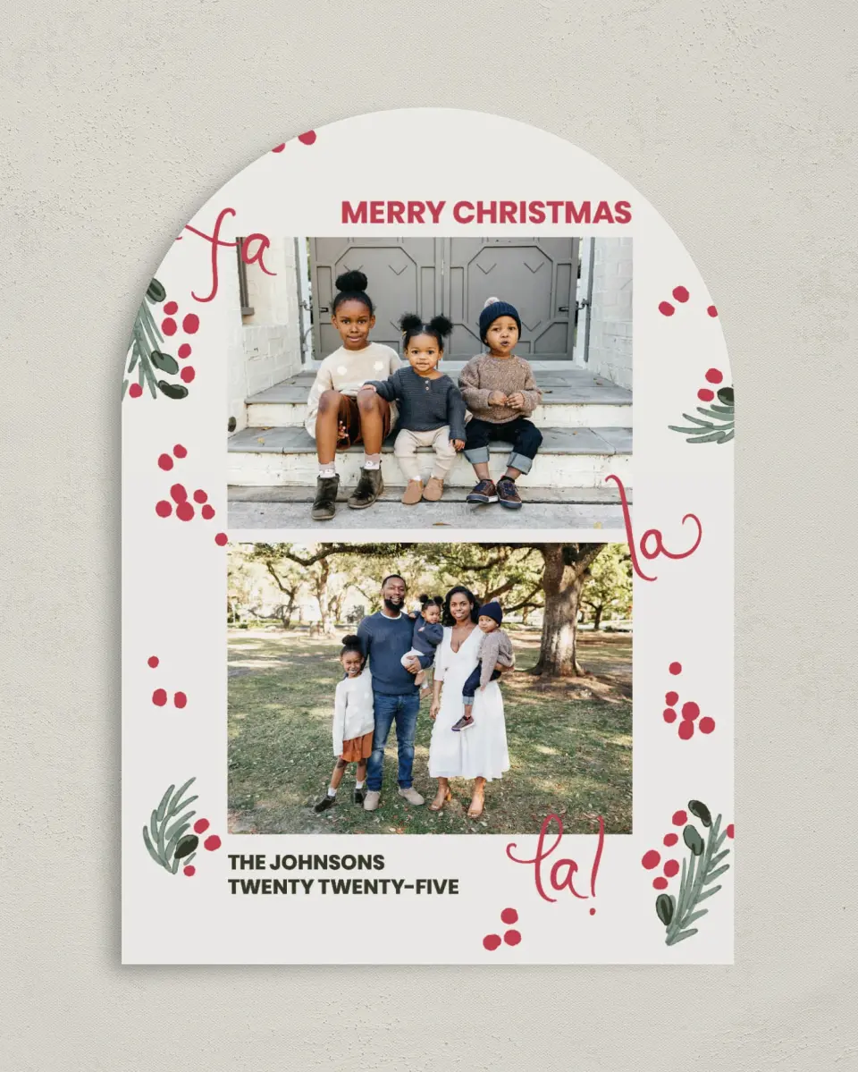 This is a 5" x 7" Christmas Card called Fa La Fun printed in full color on Premium Smooth paper