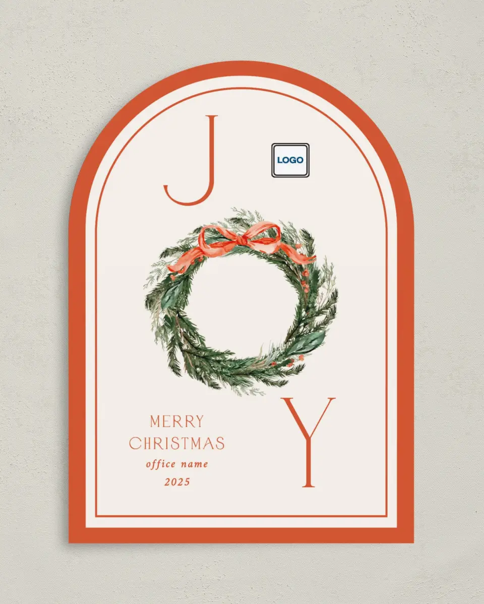 This is a 5" x 7" Christmas Card called Merry Wreath printed in full color on Premium Smooth paper