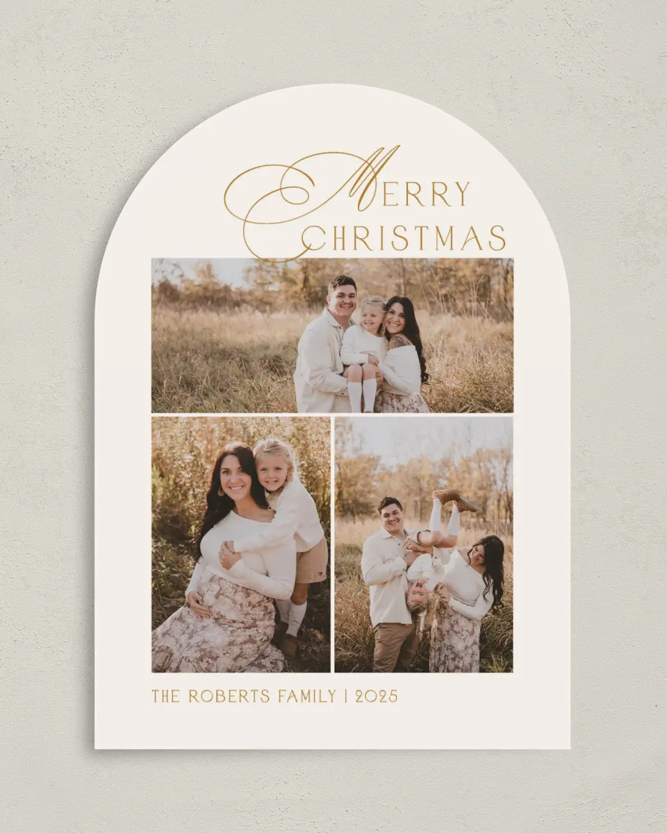 This is a 5" x 7" Christmas Card called Festive Field printed in full color on Premium Smooth paper