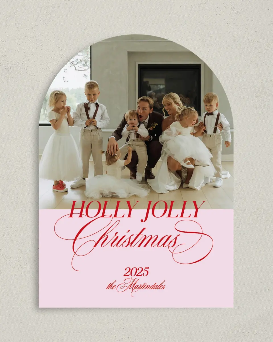 This is a 5" x 7" Christmas Card called Holly Jolly printed in full color on Premium Smooth paper