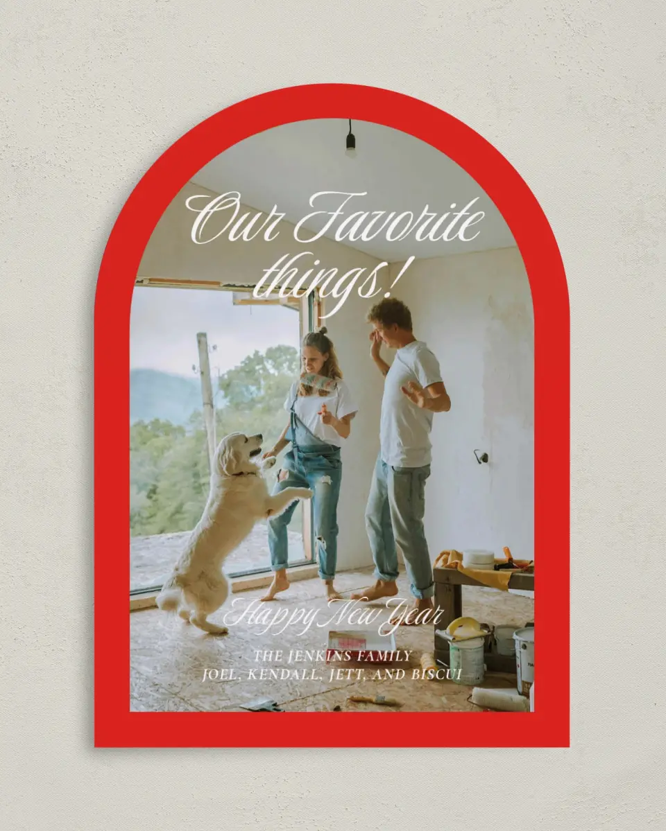 This is a 5" x 7" Christmas Card called Our Favorite Things printed in full color on Premium Smooth paper
