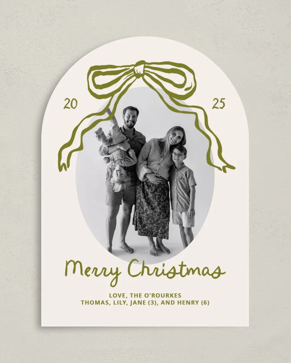 This is a 5" x 7" Christmas Card called Wrapped in Joy printed in full color on Premium Smooth paper