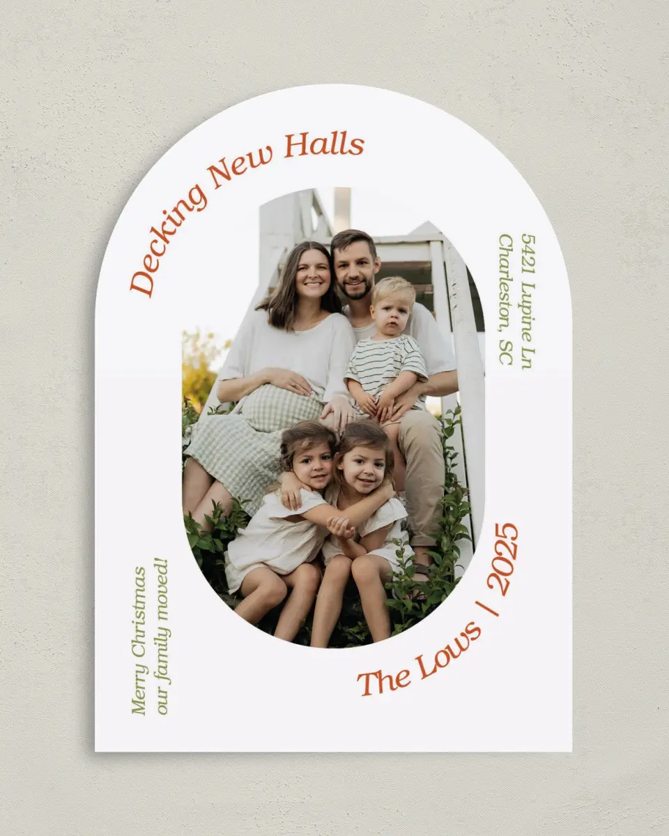 This is a 5" x 7" Christmas Card called Deck New Halls printed in full color on Premium Smooth paper