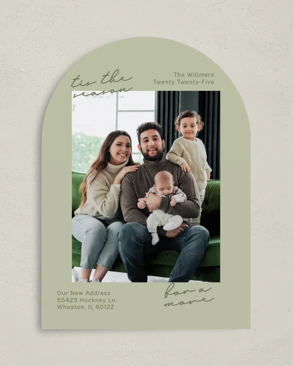 This is a 5" x 7" Christmas Card called Season to Move printed in full color on Premium Smooth paper