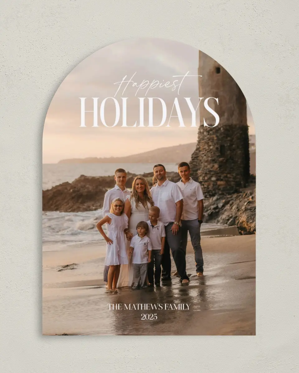 This is a 5" x 7" Christmas Card called Happy Greeting printed in full color on Premium Smooth paper