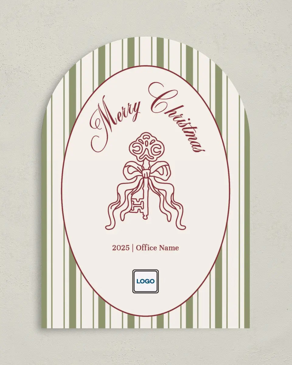 This is a 5" x 7" Christmas Card called Key to Christmas printed in full color on Premium Smooth paper