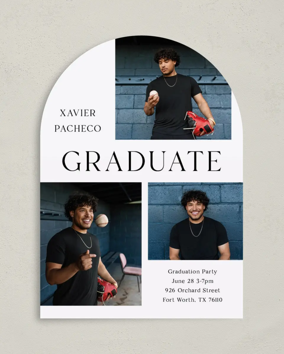 This is a 5" x 7" Graduation Announcement Card called Senior Spread printed in full color on Premium Smooth paper