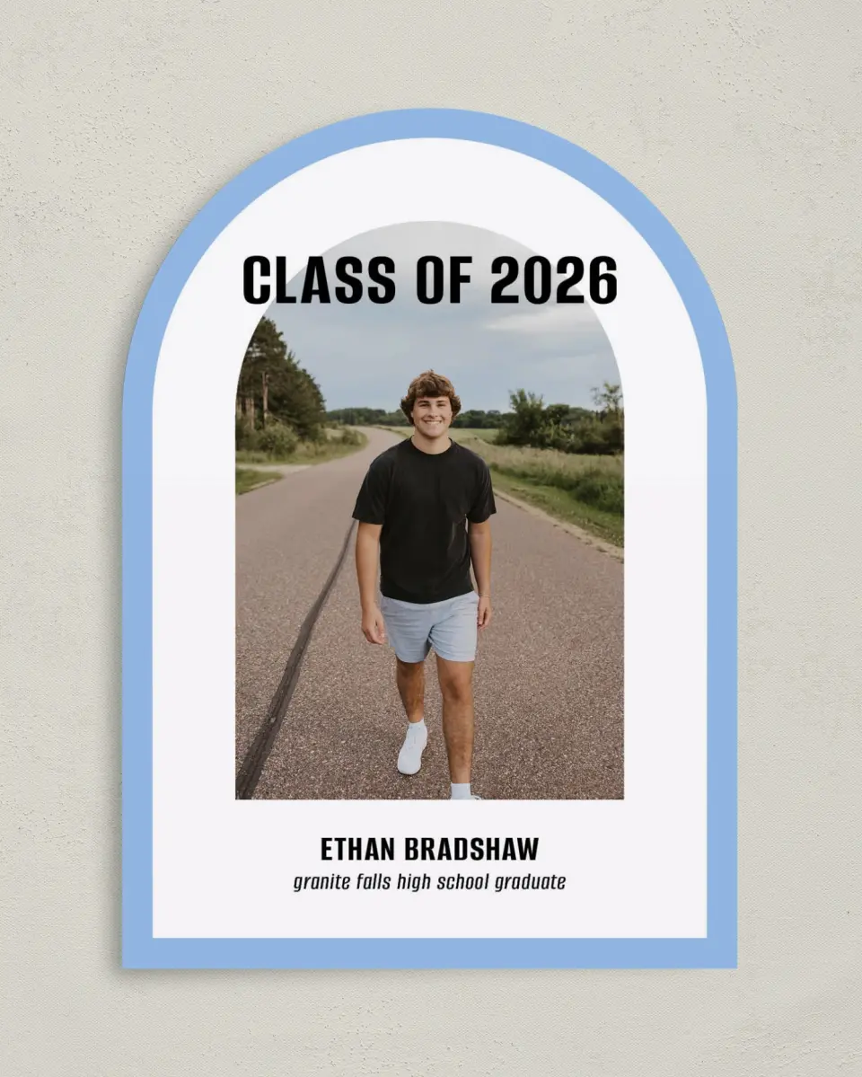 This is a 5" x 7" Graduation Announcement Card called Clean Cut printed in full color on Premium Smooth paper