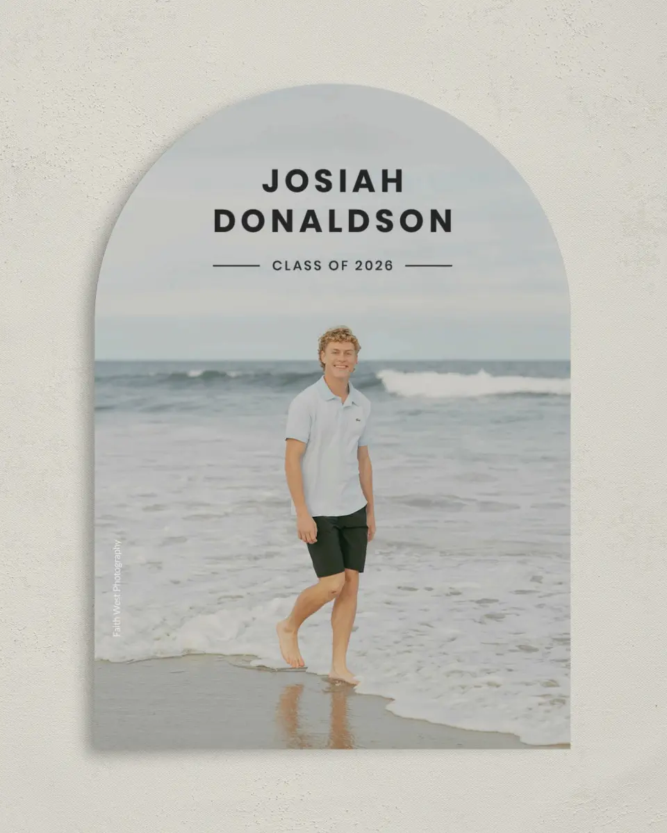 This is a 5" x 7" Graduation Announcement Card called Simple Stroll printed in full color on Premium Smooth paper