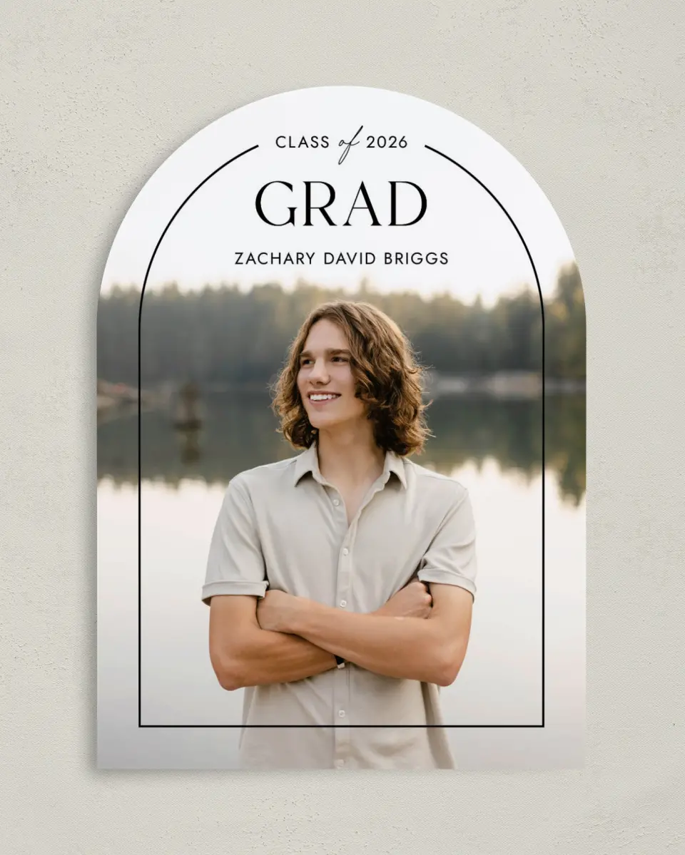 This is a 5" x 7" Graduation Announcement Card called Pure Frame printed in full color on Premium Smooth paper