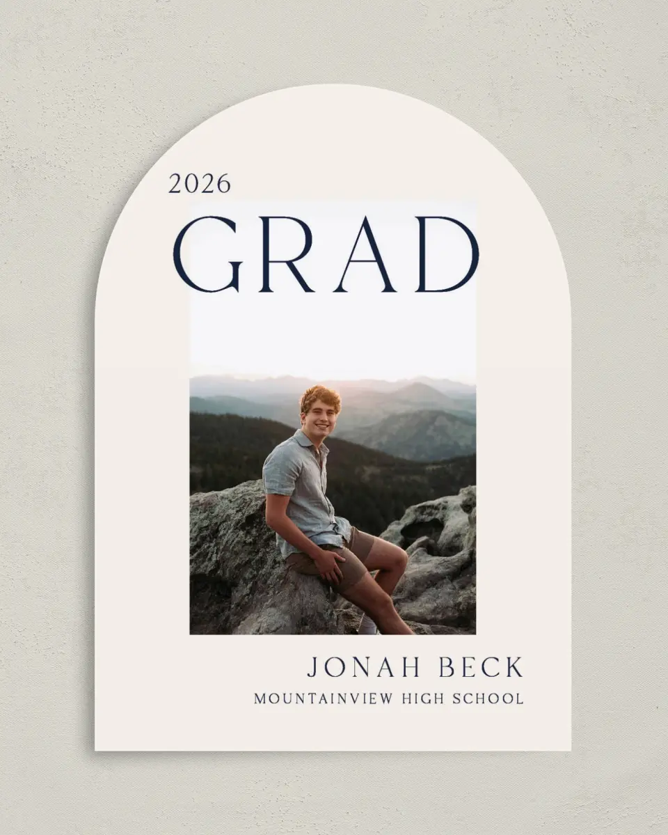 This is a 5" x 7" Graduation Announcement Card called We Did It printed in full color on Premium Smooth paper
